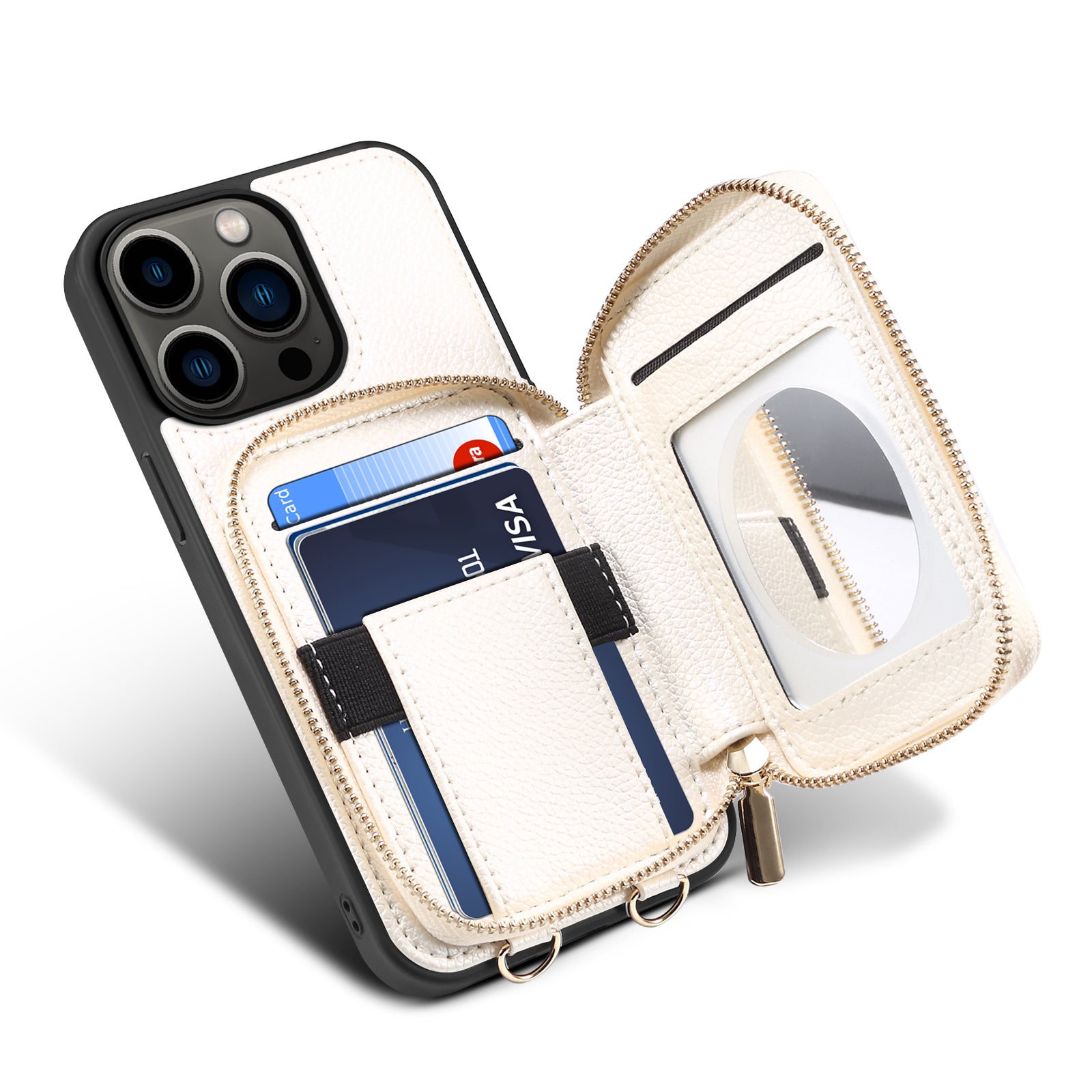 PU Leather TPU Phone Cover for iPhone 13 Pro 6.1 inch Kickstand Card Holder Wallet Phone Case with Strap PU Leather TPU Phone Cover for iPhone 13 Pro 6.1 inch Kickstand Card Holder Wallet Phone Case with Strap